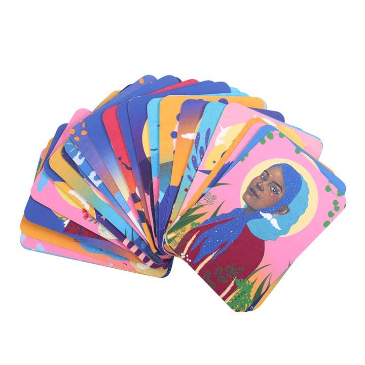 “Angels for the Modern Mystic” card deck box with 44 illustrated cards for healing and guidance.