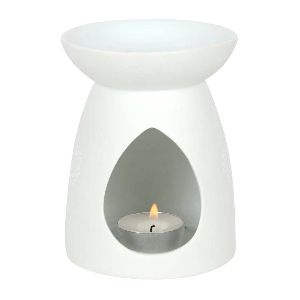 White Ceramic Buddha Face Oil Burner with Elegant Design