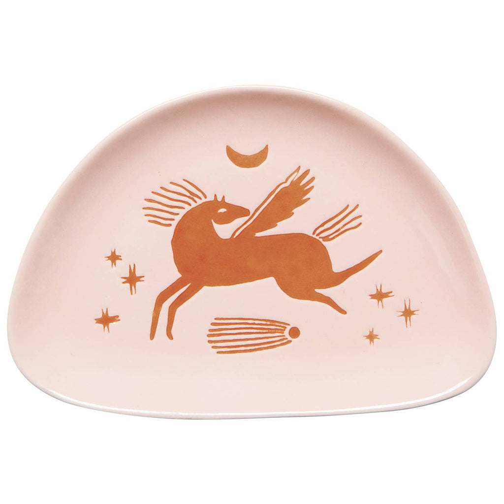 Ceramic Astral Trinket Tray featuring a Pegasus design, ideal for holding small items like keys, jewelry, or paperclips.