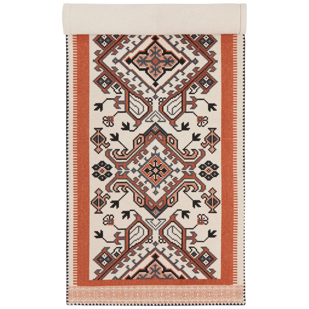 Paradigm Hallway Runner, 100% cotton with contemporary geometric pattern.