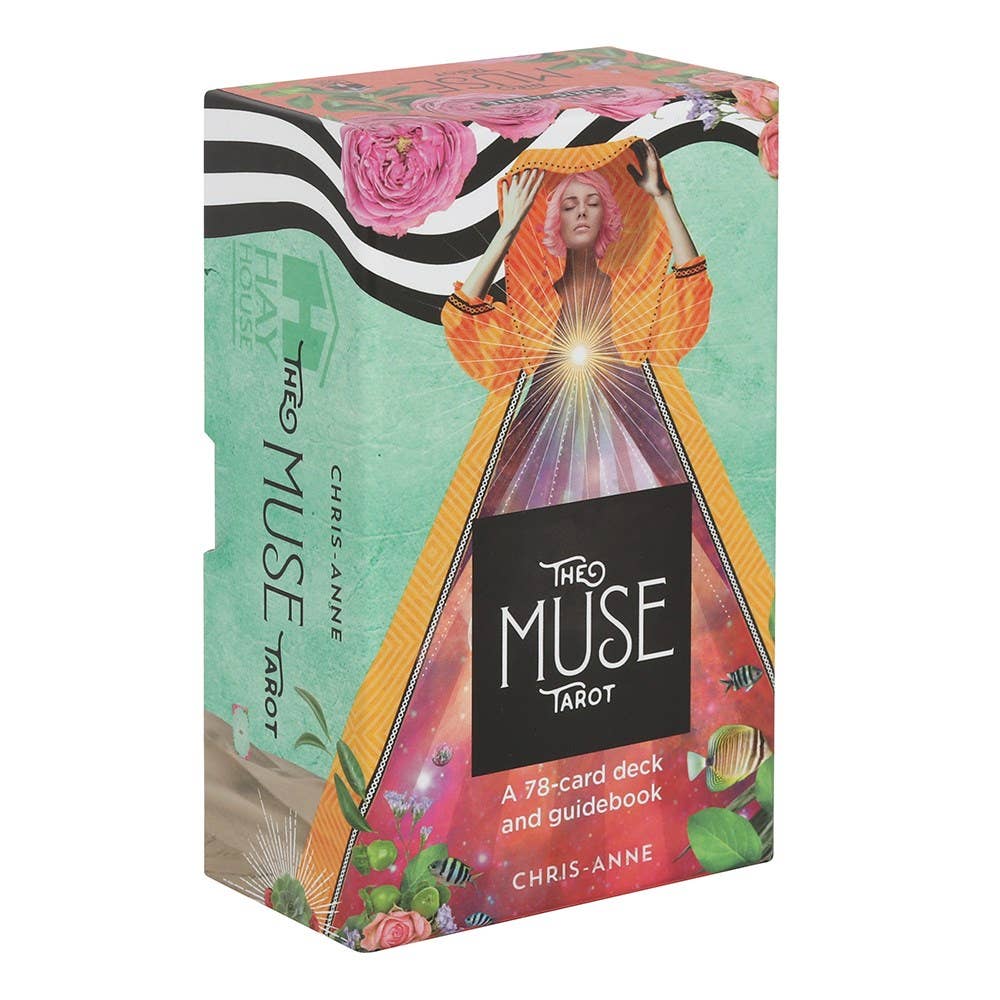 The Muse Tarot: A 78-Card Deck and Guidebook by Chris-Anne, featuring vibrant artwork and symbolic representations.